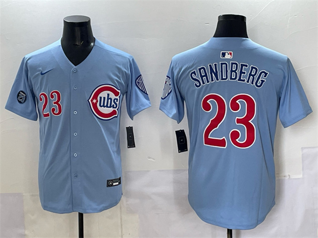 Men's Chicago Cubs #23 Ryne Sandberg Blue 'Ryne Sandberg Tribute' Vapor Limited V2 Stitched Baseball Jersey Men's Chicago Cubs #23 Ryne Sandberg Blue 'Ryne Sandberg Tribute' Vapor Limited V2 Stitched Baseball Jersey